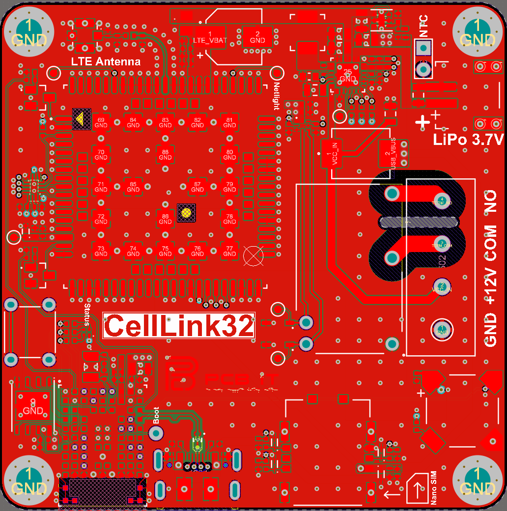 CellLink32 PCB Layout Top Layer View